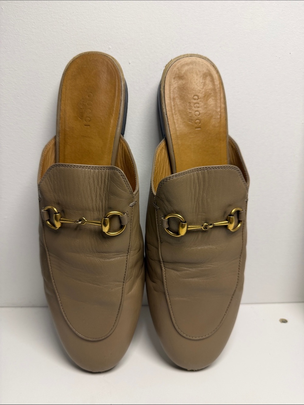 Gucci Women’s Beige Leather Horsebit Mule